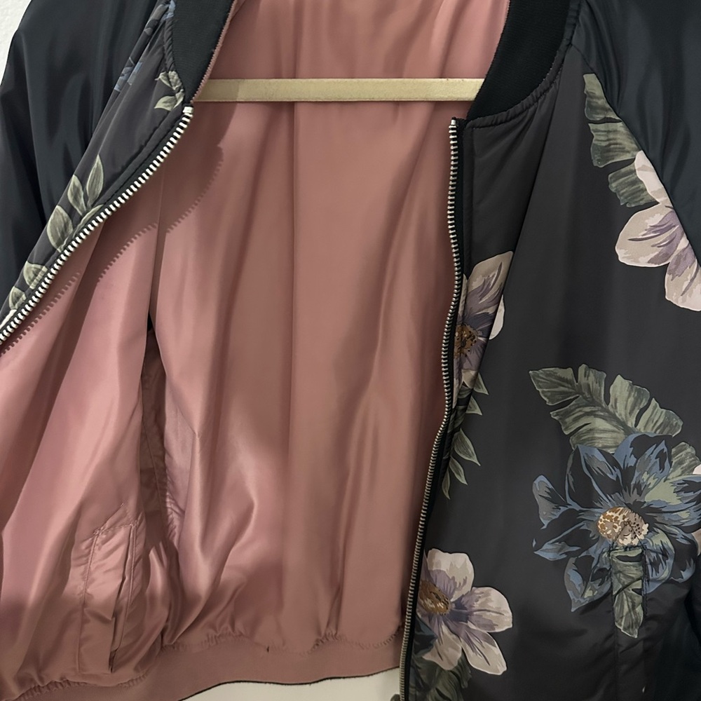 Floral Black Bomber Jacket - Picture 3 of 3